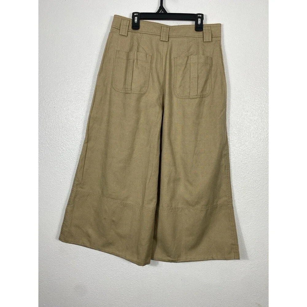 Banana Republic Explorer Culottes Pant Womens 6 Long Cargo Wide Leg Cotton Linen